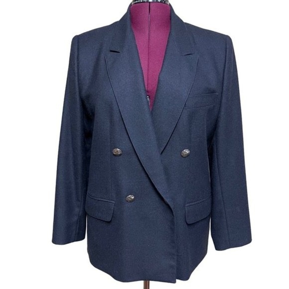 Giorgio Sant' Angelo‎ Wool Blazer Double Breasted Jacket Career Coat 14 - Picture 1 of 13